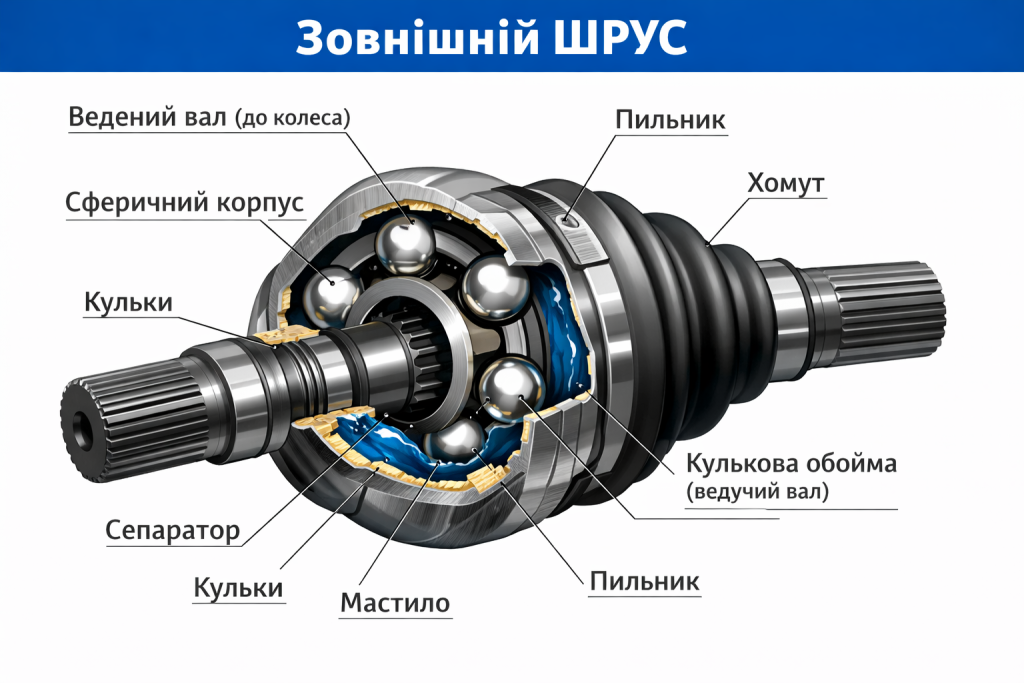 ШРУС: внутрішній та зовнішній
