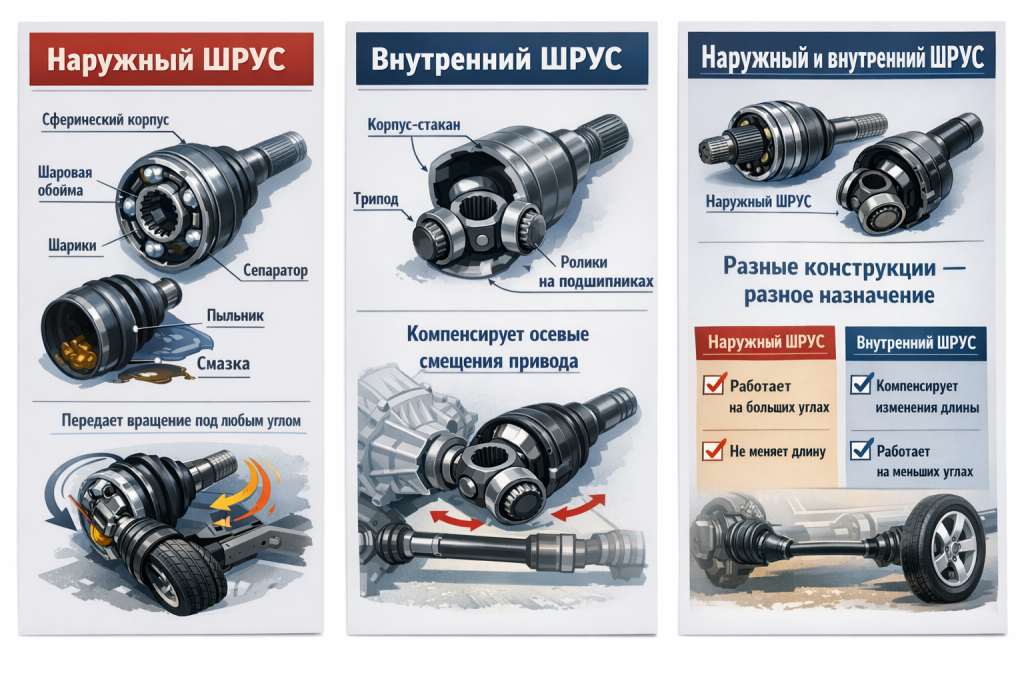 Почему внутренние и наружные ШРУСы разные