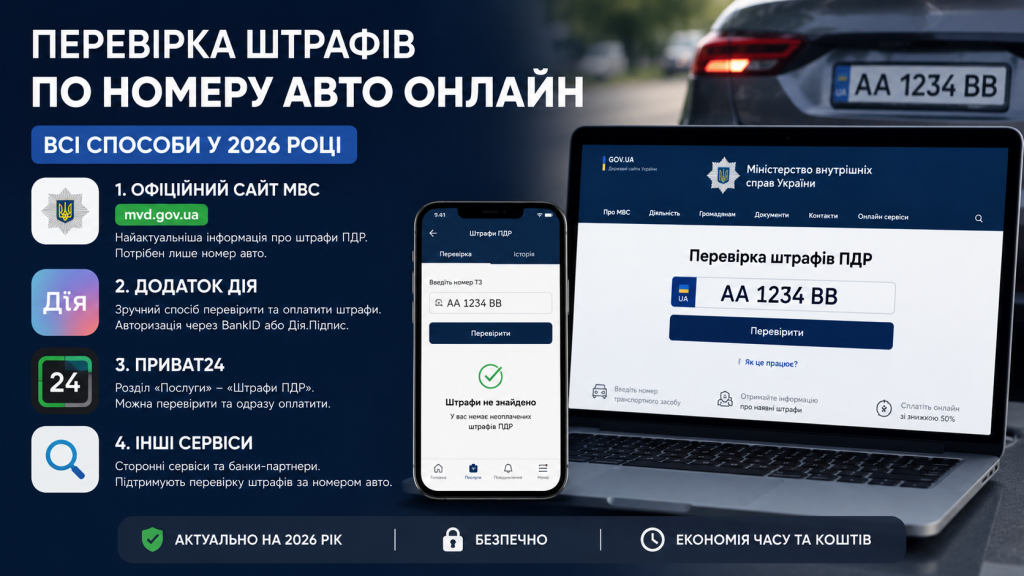 Перевірка штрафів по номеру авто онлайн 2026-2