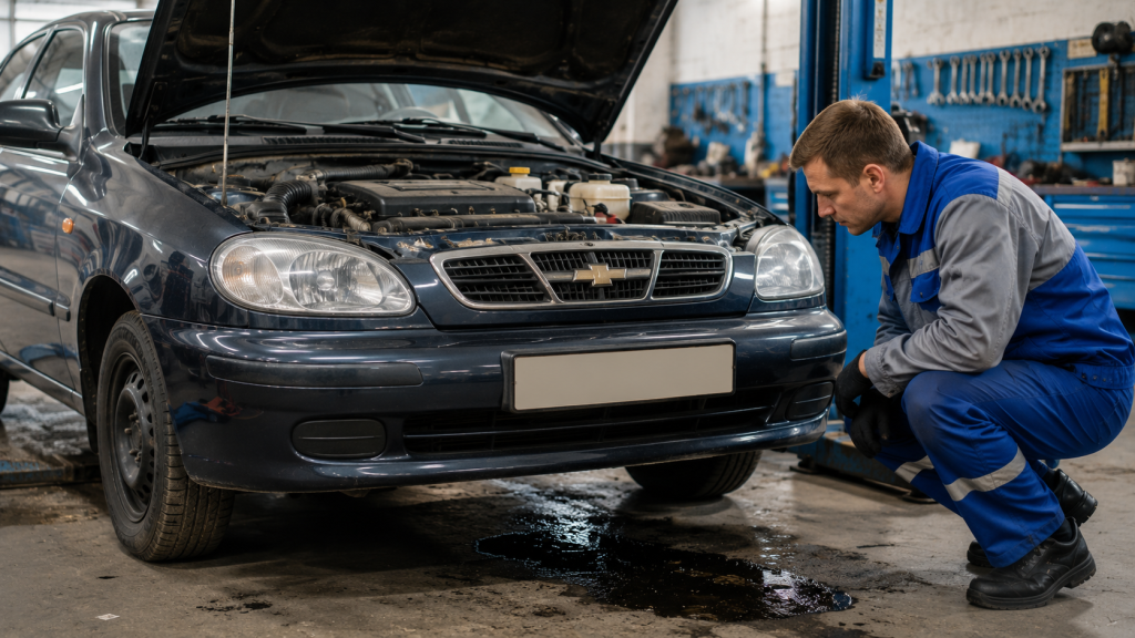 Витікає масло з двигуна Lanos: де шукати і як усунути течу Chevrolet Lanos з витоком масла у гаражі