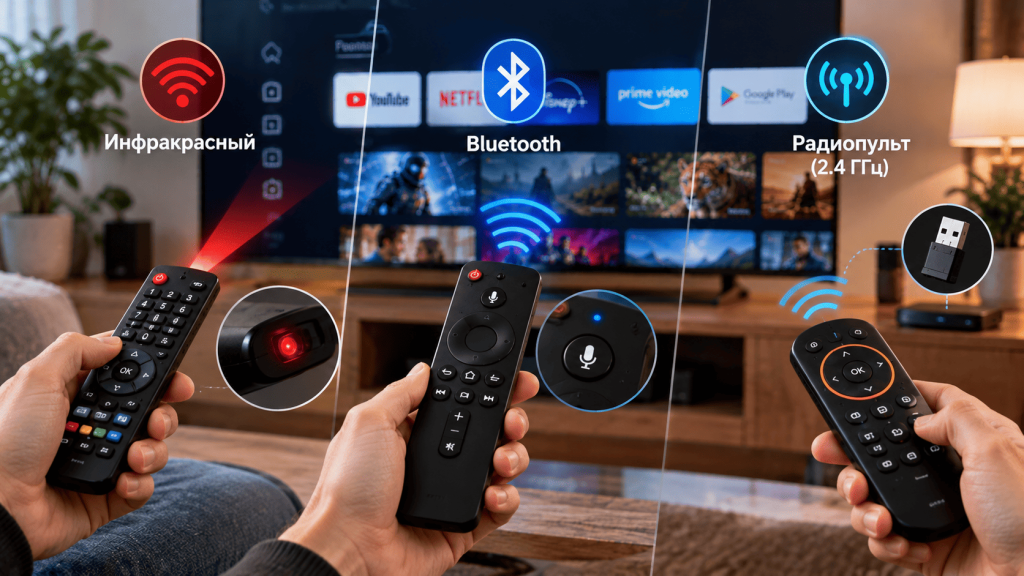 Инфракрасный, Bluetooth или радиопульт: в чём разница между технологиями управления Инфракрасный, Bluetooth или радиопульт